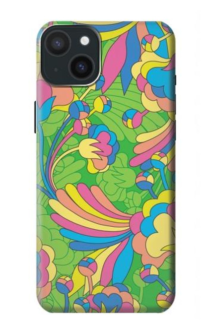 S3273 Flower Line Art Pattern Case For iPhone 15 Plus