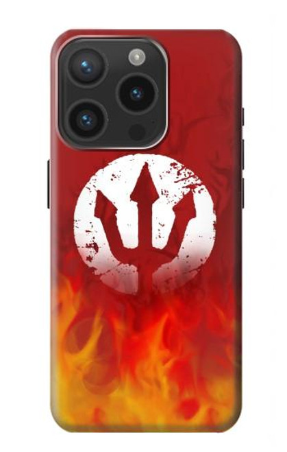 S2803 Fire Red Devil Spear Symbol Case For iPhone 15 Pro