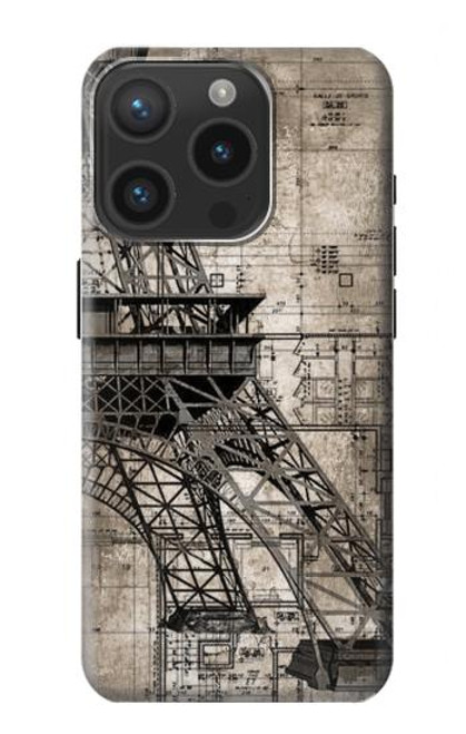 S3416 Eiffel Tower Blueprint Case For iPhone 15 Pro
