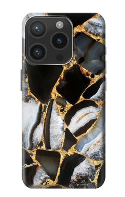 S3419 Gold Marble Graphic Print Case For iPhone 15 Pro