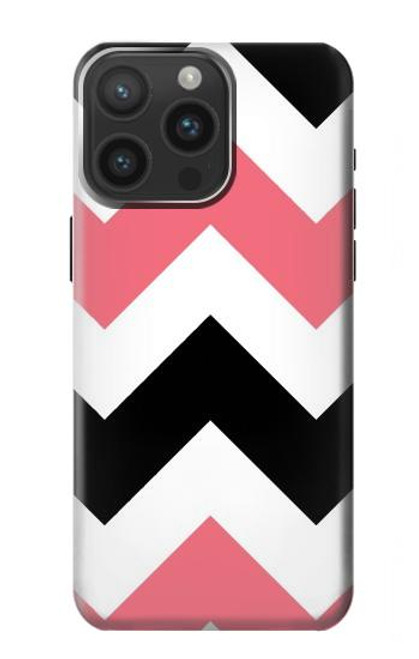 S1849 Pink Black Chevron Zigzag Case For iPhone 15 Pro Max