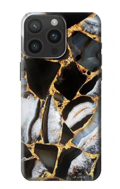 S3419 Gold Marble Graphic Print Case For iPhone 15 Pro Max