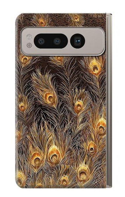 S3691 Gold Peacock Feather Case For Google Pixel Fold