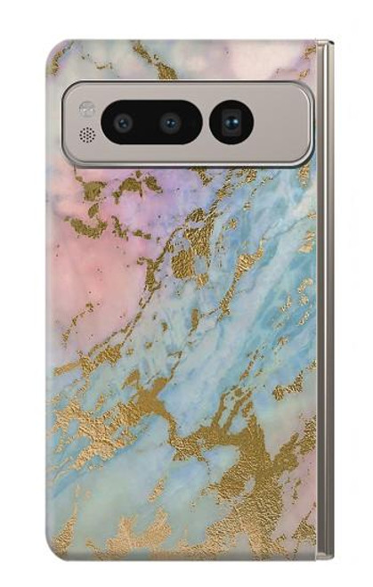 S3717 Rose Gold Blue Pastel Marble Graphic Printed Case For Google Pixel Fold