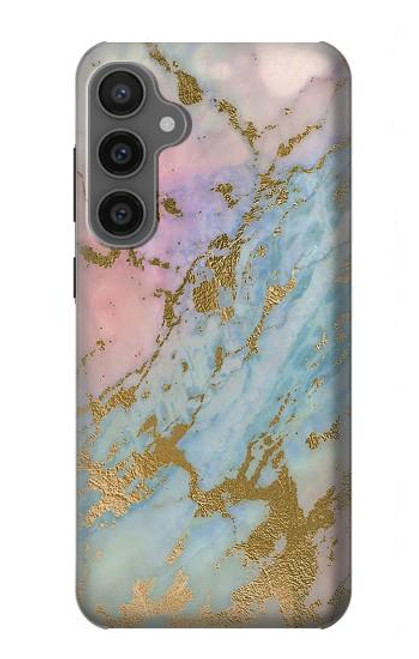 S3717 Rose Gold Blue Pastel Marble Graphic Printed Case For Samsung Galaxy S23 FE