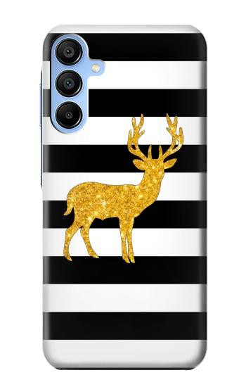 S2794 Black and White Striped Deer Gold Sparkles Case For Samsung Galaxy A15 5G