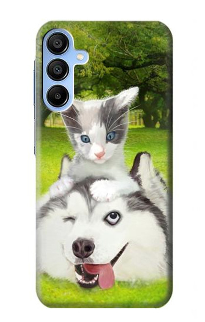 S3795 Kitten Cat Playful Siberian Husky Dog Paint Case For Samsung Galaxy A15 5G