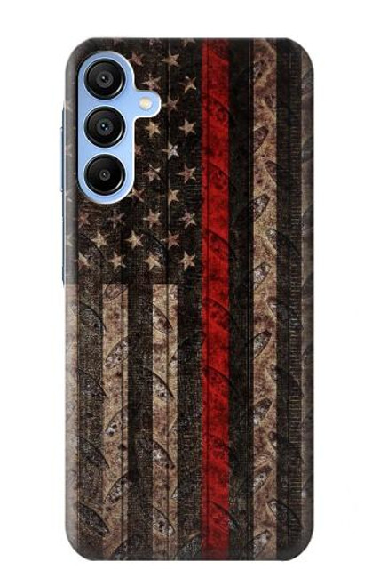 S3804 Fire Fighter Metal Red Line Flag Graphic Case For Samsung Galaxy A15 5G