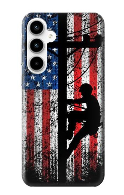 S3803 Electrician Lineman American Flag Case For Samsung Galaxy A35 5G