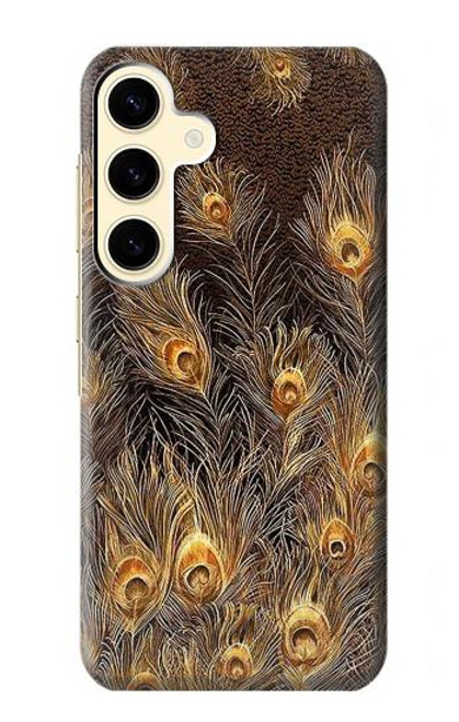 S3691 Gold Peacock Feather Case For Samsung Galaxy S24