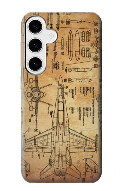 S3868 Aircraft Blueprint Old Paper Case For Samsung Galaxy S24 Plus