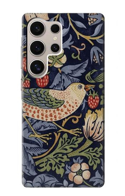 S3791 William Morris Strawberry Thief Fabric Case For Samsung Galaxy S24 Ultra