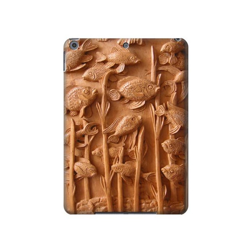 S1307 Fish Wood Carving Graphic Printed Hard Case For iPad 10.2 (2021,2020,2019), iPad 9 8 7