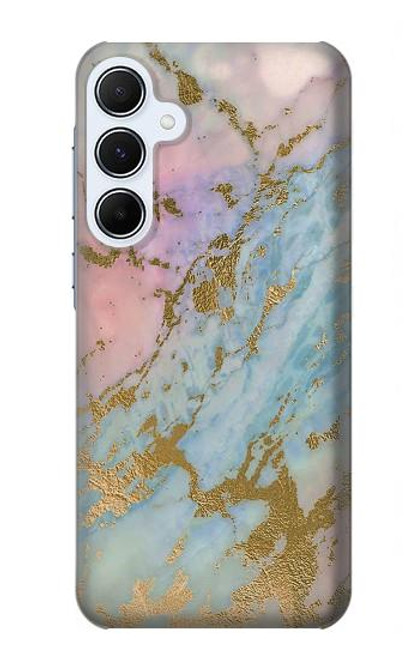 S3717 Rose Gold Blue Pastel Marble Graphic Printed Case For Samsung Galaxy A55 5G