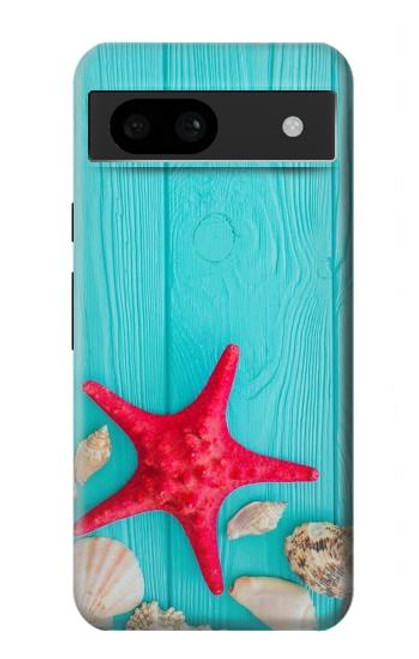 S3428 Aqua Wood Starfish Shell Case For Google Pixel 8a