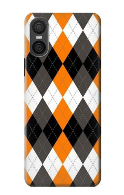 S3421 Black Orange White Argyle Plaid Case For Sony Xperia 10 VI