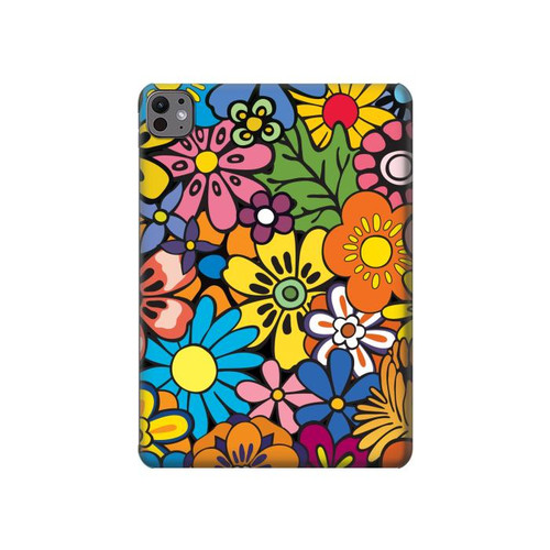 S3281 Colorful Hippie Flowers Pattern Hard Case For iPad Pro 11 (2024,2025)