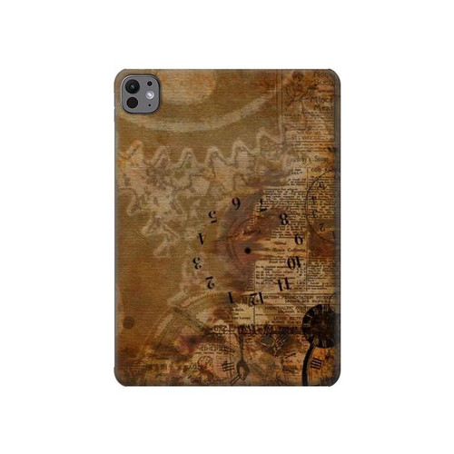 S3456 Vintage Paper Clock Steampunk Hard Case For iPad Pro 11 (2024,2025)