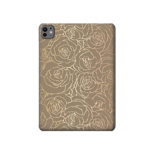 S3466 Gold Rose Pattern Hard Case For iPad Pro 11 (2024,2025)