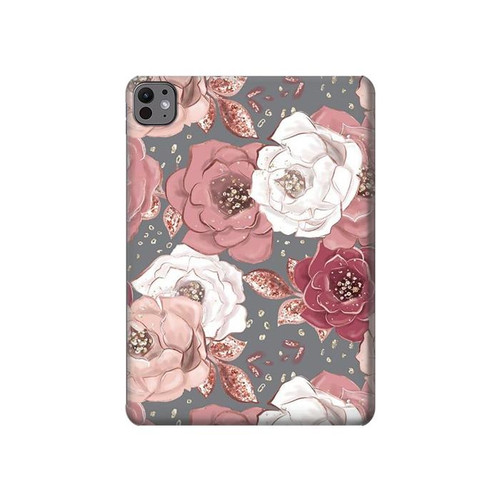 S3716 Rose Floral Pattern Hard Case For iPad Pro 11 (2024,2025)
