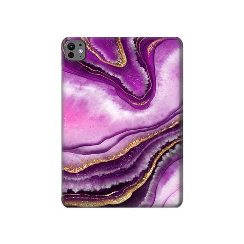 S3896 Purple Marble Gold Streaks Hard Case For iPad Pro 11 (2024,2025)