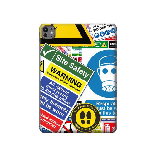 S3960 Safety Signs Sticker Collage Hard Case For iPad Pro 11 (2024)