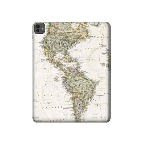 S0604 World Map Hard Case For iPad Pro 13 (2024,2025), Air 13 2026