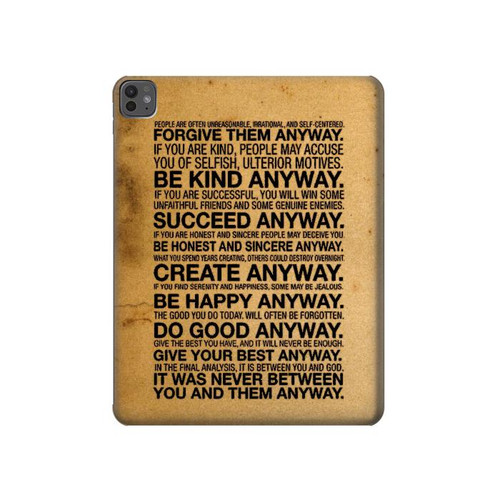S2513 Mother Teresa Anyway Quotes Hard Case For iPad Pro 13 (2024,2025)