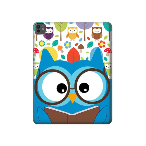S2521 Cute Nerd Owl Cartoon Hard Case For iPad Pro 13 (2024,2025), Air 13 2026