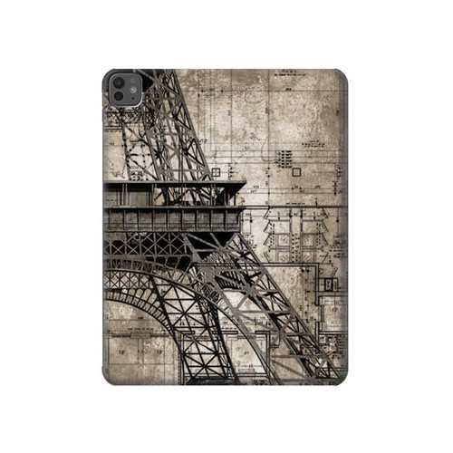 S3416 Eiffel Tower Blueprint Hard Case For iPad Pro 13 (2024,2025)