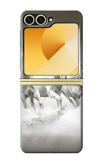 S0933 White Horses Case For Samsung Galaxy Z Flip 6, Flip 7 FE