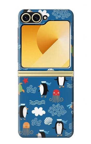 S2572 Marine Penguin Pattern Case For Samsung Galaxy Z Flip 6, Flip 7 FE