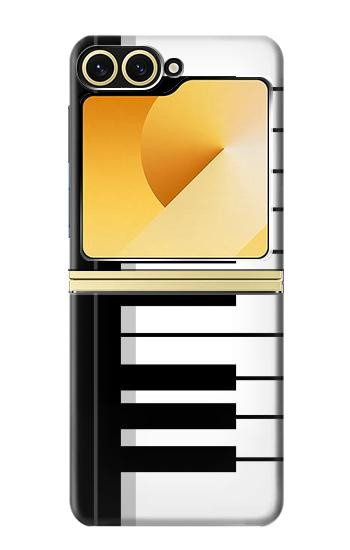 S3078 Black and White Piano Keyboard Case For Samsung Galaxy Z Flip 6, Flip 7 FE