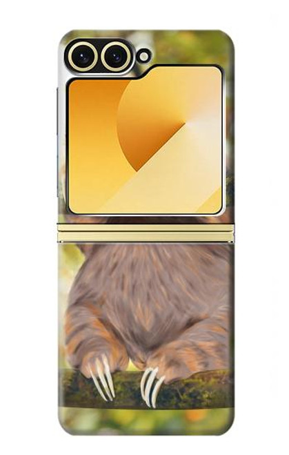 S3138 Cute Baby Sloth Paint Case For Samsung Galaxy Z Flip 6, Flip 7 FE