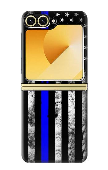 S3244 Thin Blue Line USA Case For Samsung Galaxy Z Flip 6, Flip 7 FE