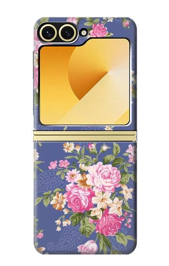 S3265 Vintage Flower Pattern Case For Samsung Galaxy Z Flip 6, Flip 7 FE