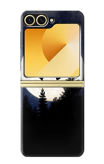 S3323 Flying Elephant Full Moon Night Case For Samsung Galaxy Z Flip 6, Flip 7 FE