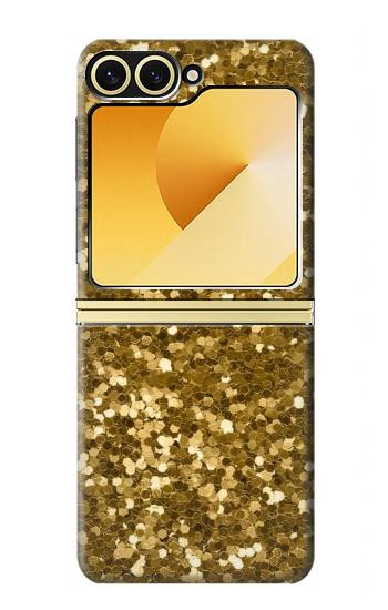 S3388 Gold Glitter Graphic Print Case For Samsung Galaxy Z Flip 6, Flip 7 FE