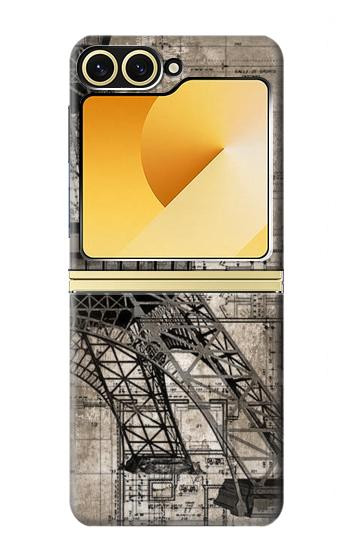 S3416 Eiffel Tower Blueprint Case For Samsung Galaxy Z Flip 6, Flip 7 FE