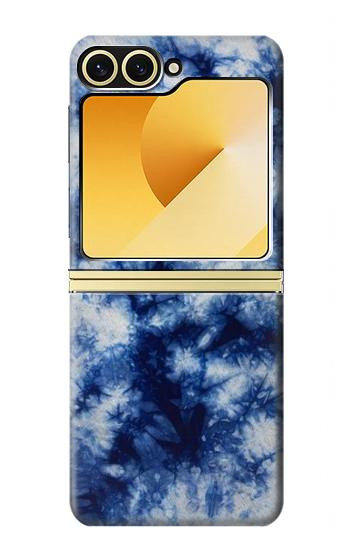 S3439 Fabric Indigo Tie Dye Case For Samsung Galaxy Z Flip 6, Flip 7 FE