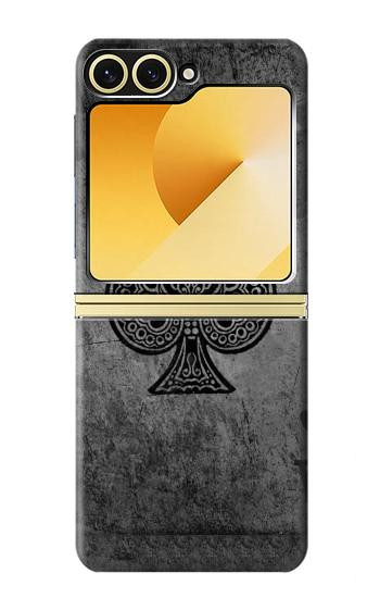 S3446 Black Ace Spade Case For Samsung Galaxy Z Flip 6, Flip 7 FE