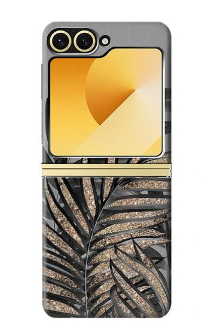 S3692 Gray Black Palm Leaves Case For Samsung Galaxy Z Flip 6, Flip 7 FE