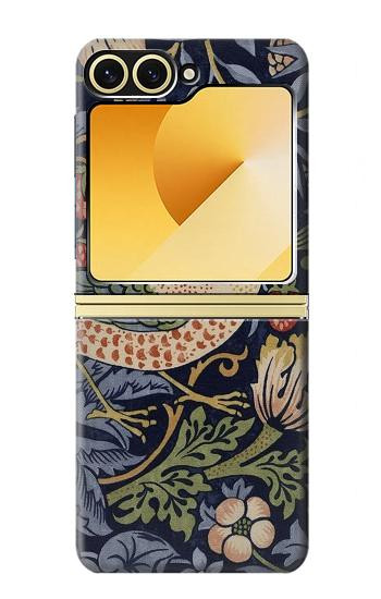 S3791 William Morris Strawberry Thief Fabric Case For Samsung Galaxy Z Flip 6, Flip 7 FE