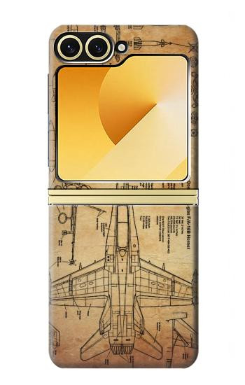 S3868 Aircraft Blueprint Old Paper Case For Samsung Galaxy Z Flip 6, Flip 7 FE