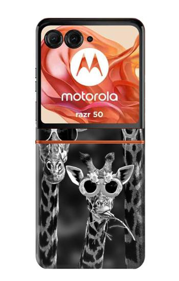 S2327 Giraffes With Sunglasses Case For Motorola Razr 70,60,50, Razr (2026, 2025, 2024)