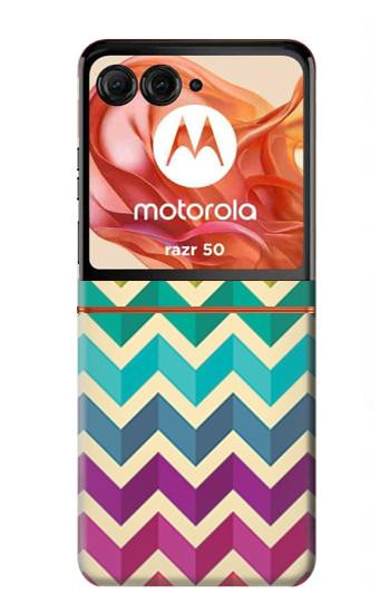 S2362 Rainbow Colorful Shavron Zig Zag Pattern Case For Motorola Razr 70,60,50, Razr (2026, 2025, 2024)