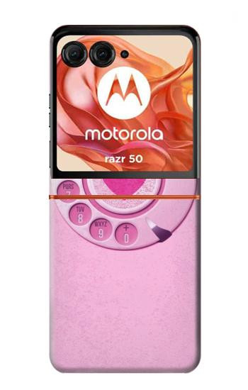 S2847 Pink Retro Rotary Phone Case For Motorola Razr 70,60,50, Razr (2026, 2025, 2024)