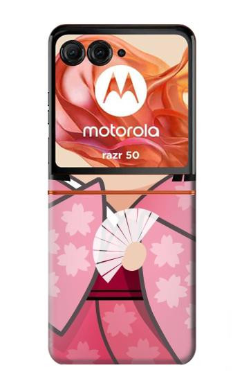 S3042 Japan Girl Hina Doll Kimono Sakura Case For Motorola Razr 70,60,50, Razr (2026, 2025, 2024)