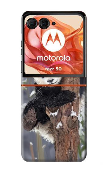S3793 Cute Baby Panda Snow Painting Case For Motorola Razr 70,60,50, Razr (2026, 2025, 2024)