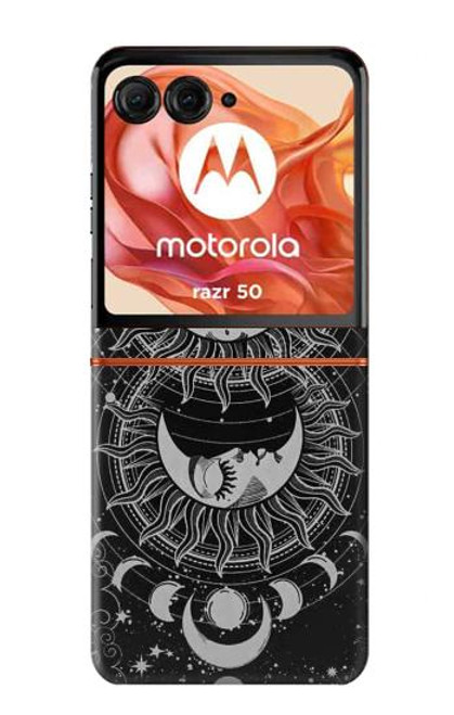 S3854 Mystical Sun Face Crescent Moon Case For Motorola Razr 50